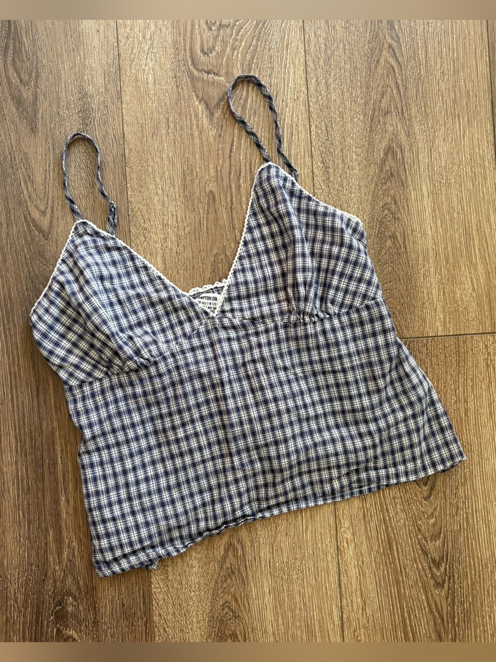 Cotton-On Blue and White Plaid Spaghetti Strap Top 6